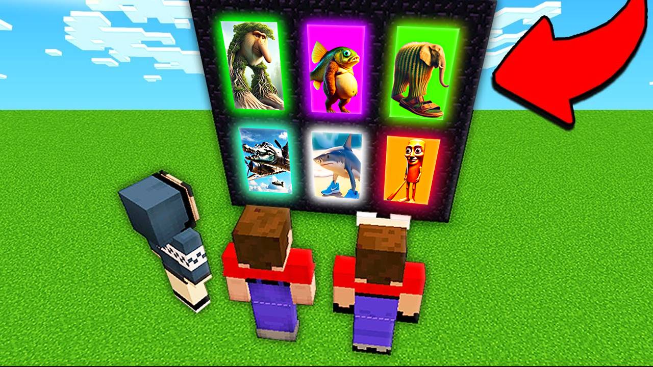 2 НУБА И ДЕВУШКА ПРО НАШЛИ НОВЫЕ ПОРТАЛЫ В МАЙНКРАФТ ТРАЛАЛЕЛО ТРАЛАЛА И БОМБАРДИРО КРОКОДИЛО смотреть онлайн