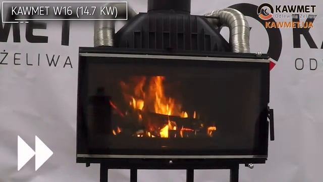 Видеообзор процесса горения в каминной топке KAWMET W16 14.7 KW EKO
