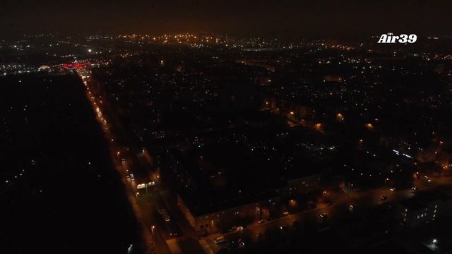 Стадион Калининград ночью. Подсветка. Ночной Калининград, съемка с высоты. смотреть онлайн