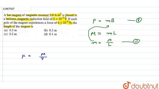 A bar magnet of magnetic moment `3.0 A-m^(2)` is placed in a uniform magnetic induction field of смотреть онлайн