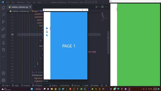 Руководство по Python Flet - Как создать боковую панель с анимированным индикатором кнопок
