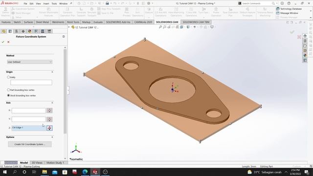Tutorials 12/14: Solidworks CAM (Plasma Cutting)