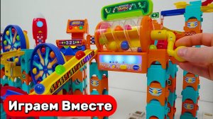 Гонки шариков на огромном горке ! Строим и запускаем шарики 🔴🟠🟡 Успокаивающие Видео для детей 👍