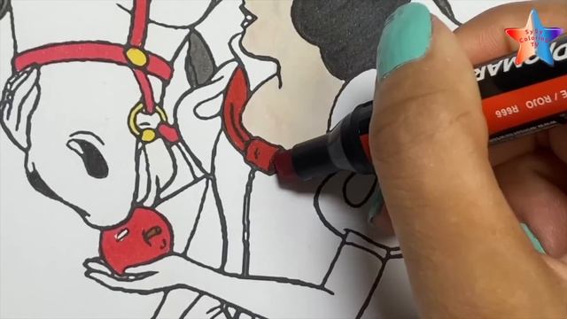 Coloring Disney Princess Jasmine Cinderella Ariel Snow White Aurora Horse Riding Coloring Pages смотреть онлайн