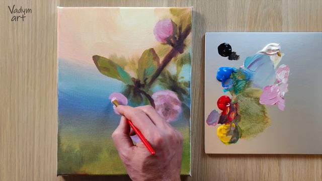 Painting realistic blossom tree / Acrylic Painting / Vadym art смотреть онлайн