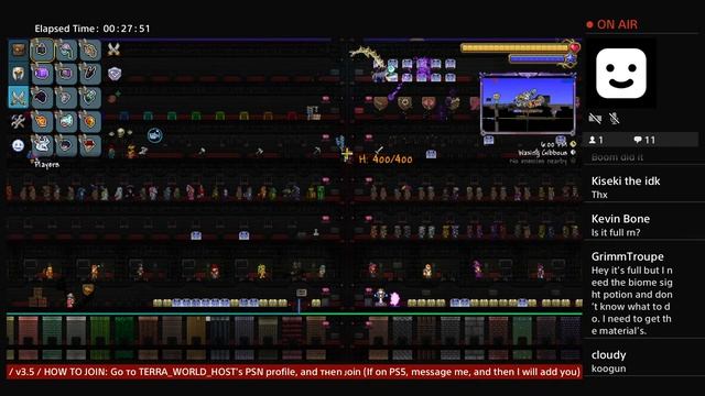 (1.4.4 UPDATE) / PS4 / Terraria Ultimate All Items World / 24/7 / смотреть онлайн