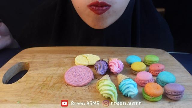 ASMR Fruit Jelly With Poping Candy And Macaron+meringue  (SOFT EATING SOUNDS) NO TALKING |RREEN ASM