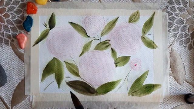 How to Paint Rose Bush with Watercolor - Easy смотреть онлайн