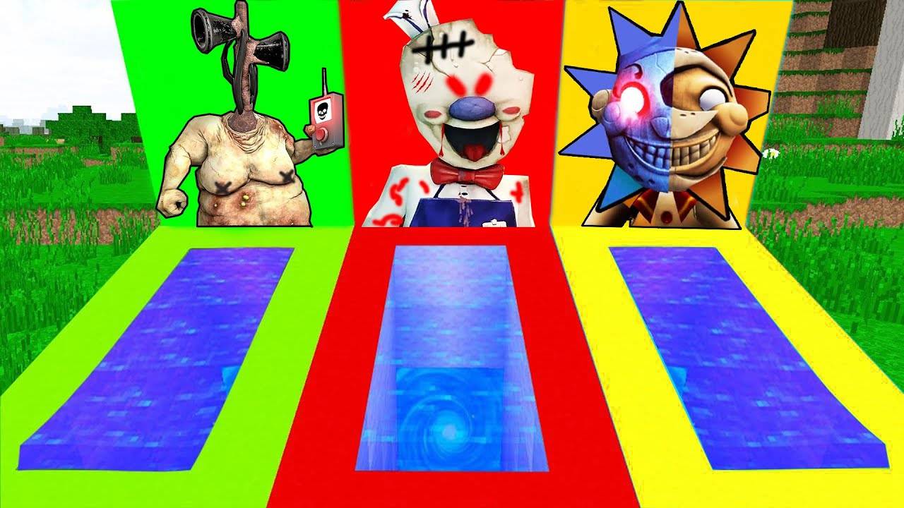 ВЫБЕРИ ПРАВИЛЬНЫЙ ЗАТОПЛЕННЫЙ ПОДВАЛ SCP СИРЕНОГОЛОВЫЙ МОРОЖЕНЩИК EXE СОЛЦНЕ И ЛУНА В МАЙНКРАФТ смотреть онлайн