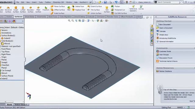 How to use indent feature to parts in solidworks. смотреть онлайн