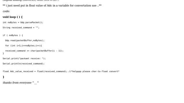 Arduino: Float to String Convert in Udp.write() in esp8266 смотреть онлайн