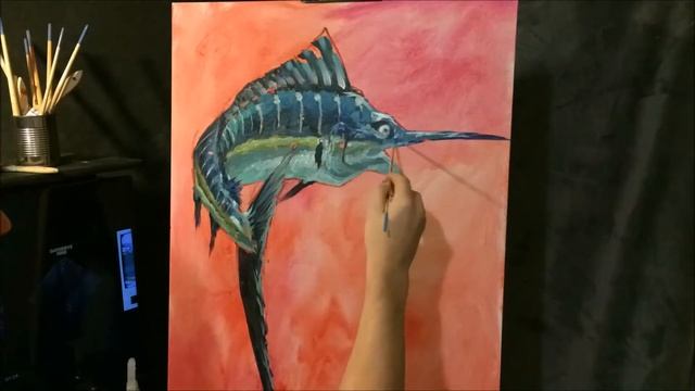 Time lapse painting of blue marlin смотреть онлайн