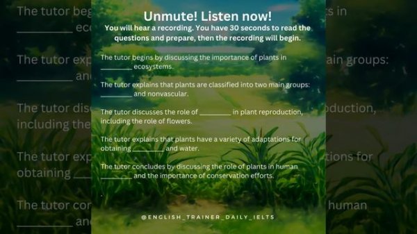 IELTS listening  mini-quiz - listen to a biology lecture