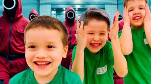 Игра в кальмара у нас дома Дети играют в  испытания из 2 сезона