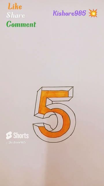 #shorts How to draw 3d Number 5 #3dart #optical #illusion смотреть онлайн