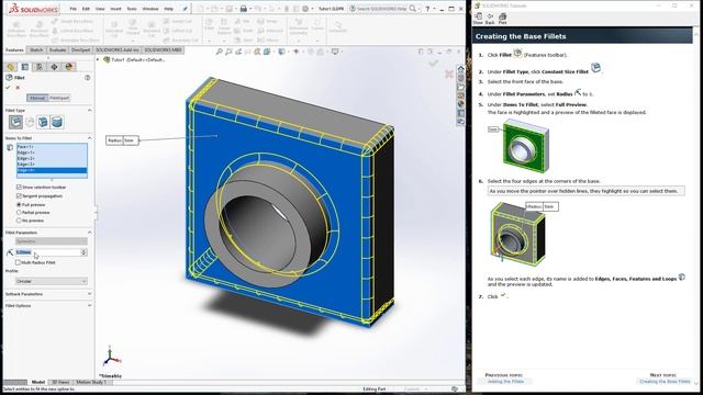SolidWorks 16 Getting Started Lesson 1 Parts Fillet and Shell смотреть онлайн