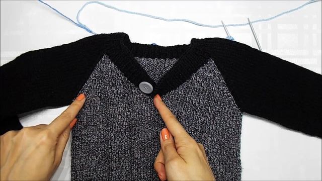 Реглан снизу со сменой цвета нити