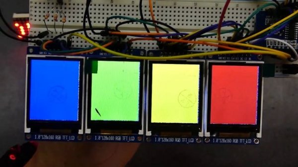 Weekend Projects: Completed ESP8266 SD Card 4x ST7735S Wifi Digital Clock