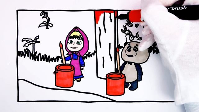 Cara menggambar Masha dan beruang langkah demi langkah untuk Anak-anak #34 смотреть онлайн
