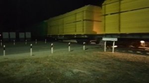 2ТЭ116К-1114 с грузовым поездом пересекает переезд