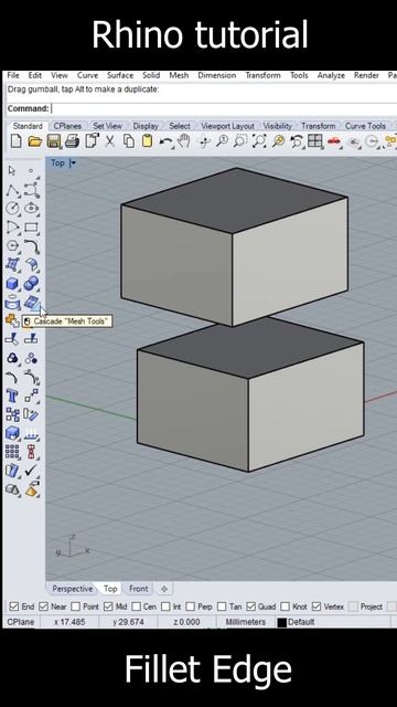 Rhino 3D/fillet edge#tutorial смотреть онлайн