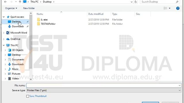 Print the current document to the file TEST4UFolder\myprint3.prn of the desktop at the default... смотреть онлайн