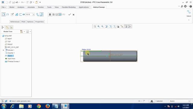 how to make bolt "stud" on creo 3.0 смотреть онлайн