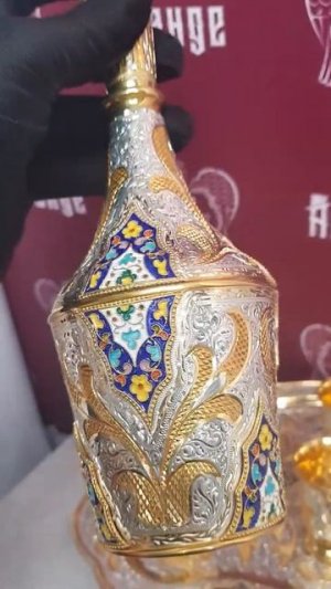 Сервиз водочный из серебра авторской ручной работы Кубачи
