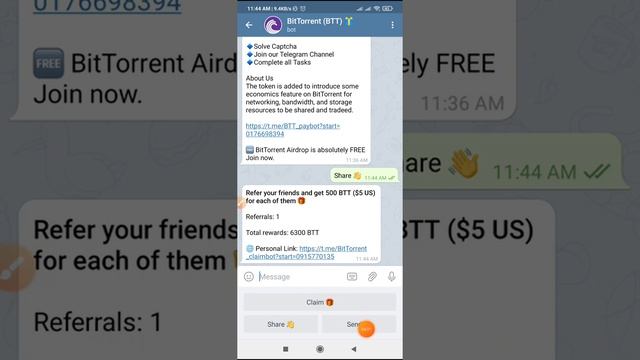 প্রতিদিন 84$ BTT Token আয় করুন Telegram bot থেকে প্রফ সহ|| Perday Earn 84$ BTT with proof. смотреть онлайн