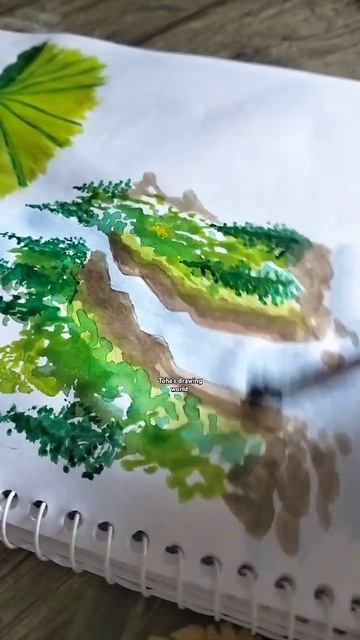 waterfall painting with watercolor#viral #art #shorts