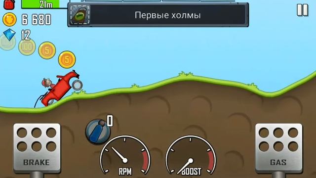 Прохожу уровни в игре Hill Climb Racing.