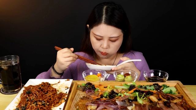 Mukbang)SUB/with Laurie/Steak King Oyster Mushroom/ASMR eating sounds смотреть онлайн