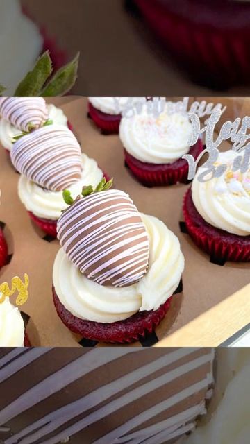Кексы из красного бархата с клубникой в шоколаде на заказ на особенный день рождения! 🍓🍫 #shorts