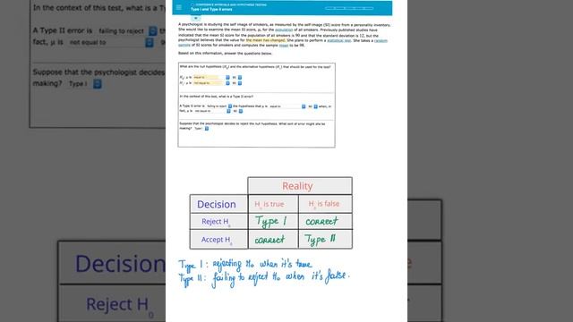 Type I and Type II errors, Elementary Statistics in ALEKS смотреть онлайн