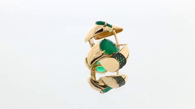 Золотые серьги Александра с фианитом и агатом кл3293а-12ск-з смотреть онлайн