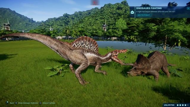 Triceratops Vs Indominus Rex, Indoraptor, Spinosaurus, Giganotosaurus & Carnotaurus (1080p 60FPS)