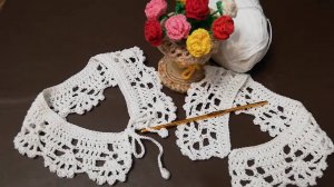 Ажурный воротничок🧶👍 вязаный☀️ крючком. Подробный МК. Сможет даже новичок.