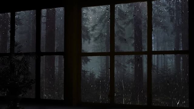 🌧️ Дождь за окном с шумом грома - Дождь в ночном лесу смотреть онлайн