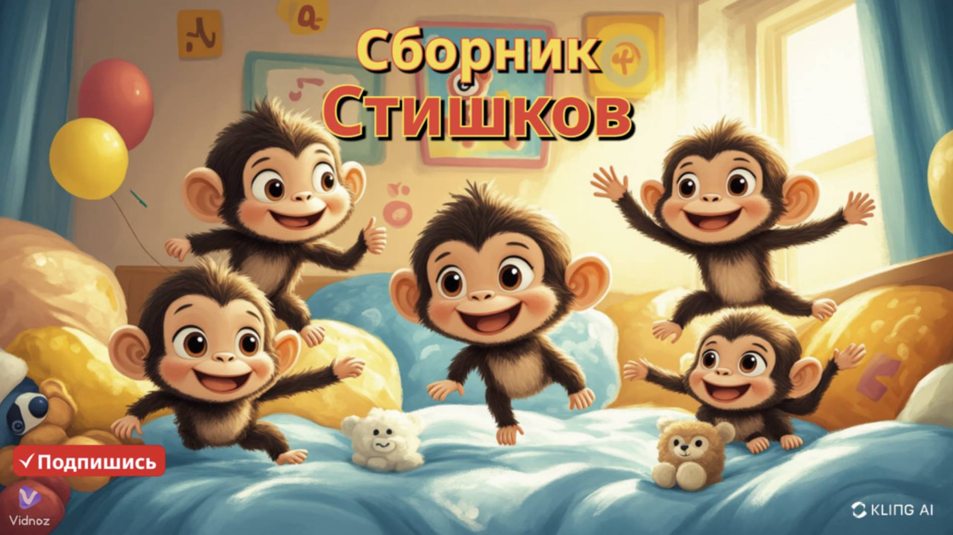 Пять маленьких обезьянок прыгают на кровати 🛏️🐒 и другие детские стишки! 🎶📚 смотреть онлайн
