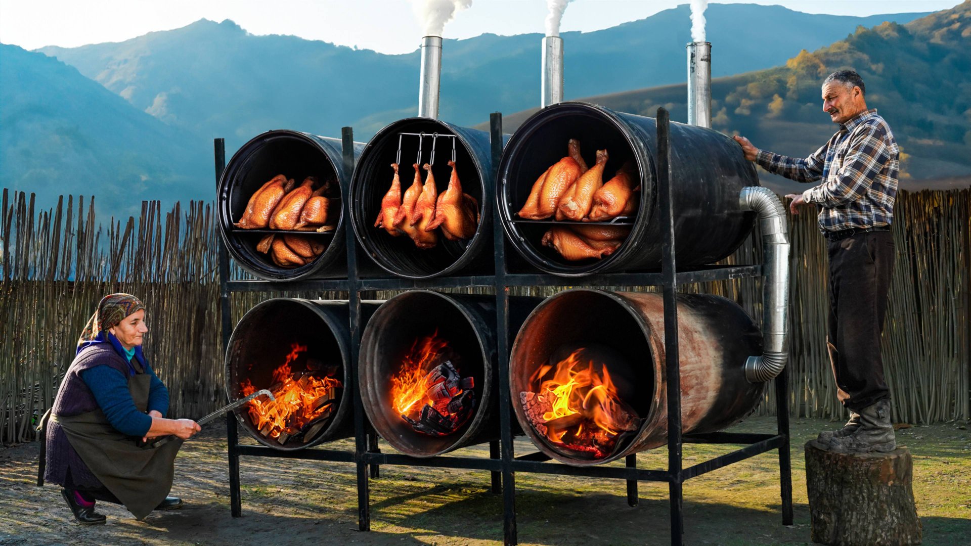 Деревенская копчёная курица в бочке — сочное мясо с дымком по традиционному рецепту смотреть онлайн