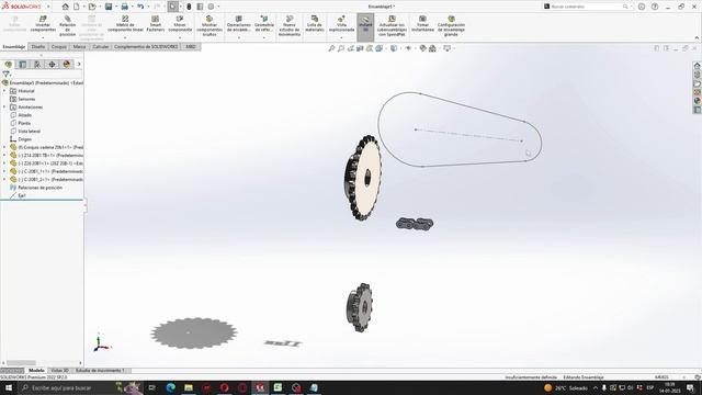 Mecanismo de cadena con piñones diferentes// SolidWorks смотреть онлайн
