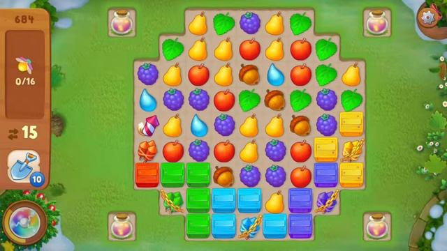 Прохождение Gardenscapes без бустеров 684 уровень