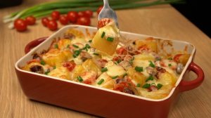 Картофельная запеканка | Картофель в духовке с колбасой и сыром