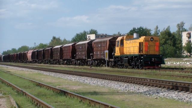 ТГМ4Б - 0651 ar Hopper vagoniem Dobeles stacijā. смотреть онлайн
