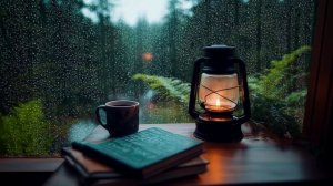 Азиатское Lofi / МОНОТОННЫЙ шум дождя / Уютная АТМОСФЕРА при свете керосиновой ЛАМПЫ...