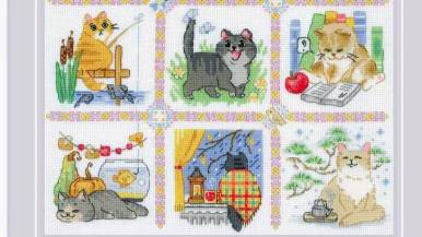 Вышивка крестиком от Риолис "Кошачий календарь" 2 смотреть онлайн
