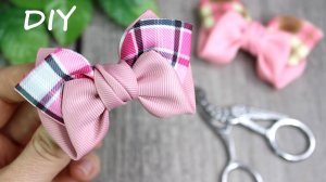 Милые банты из лент, сделанные очень простым способом. Красивые аксессуары для волос