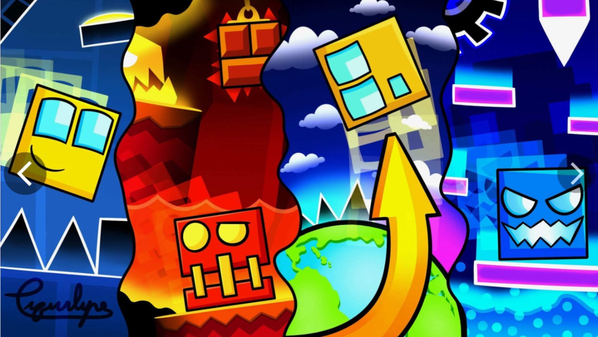 Проходим в Geometry Dash разные уровни