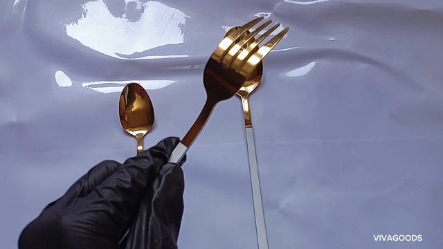 VIVAGOODS набор столовых приборов набор столовых приборов белые без узора 3 шт, нержавеющая сталь смотреть онлайн