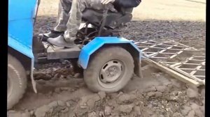 Мини трактор с боронами. Homemade mini tractor with harrows